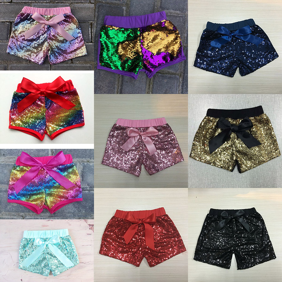 

21 Styles Baby Girls Sequins Shorts Kids Glitter Bling Pants Dance Shorts Fashion Pants Boutique Princess Bow Shorts Kids Clothing M2159, Black