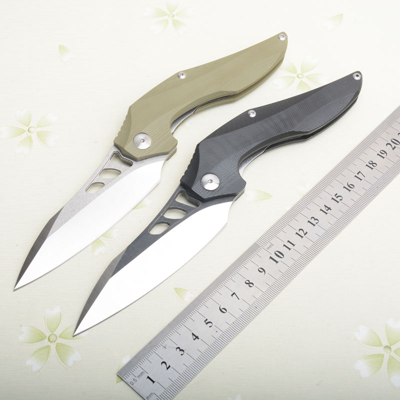 

New 2 Handle Colors Ball Bearing Flipper Folding Knife D2 Satin Blade G10 Handle EDC Pocket Knives Survival Gear EDC Tools