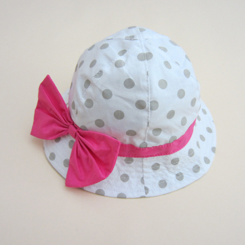 

Sweet Girl Baby Hat Kids Summer Sun Beach Caps for Girls Grey Dot Pattern Toddler Bow Tie Decor Girls Fishing Hat, Pink