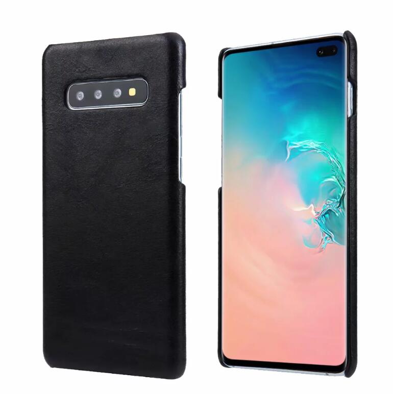 

For Samsung S10 Case Sticker Cover Luxury Original Colorful Slim Genuine Leather Case For Samsung Galaxy S10, Black