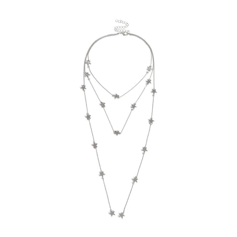 

1 Pcs Creative Design Simple Multi Layer Star Tassel Choker Necklace Women Personality Fashion Jewelry Statement Necklaces