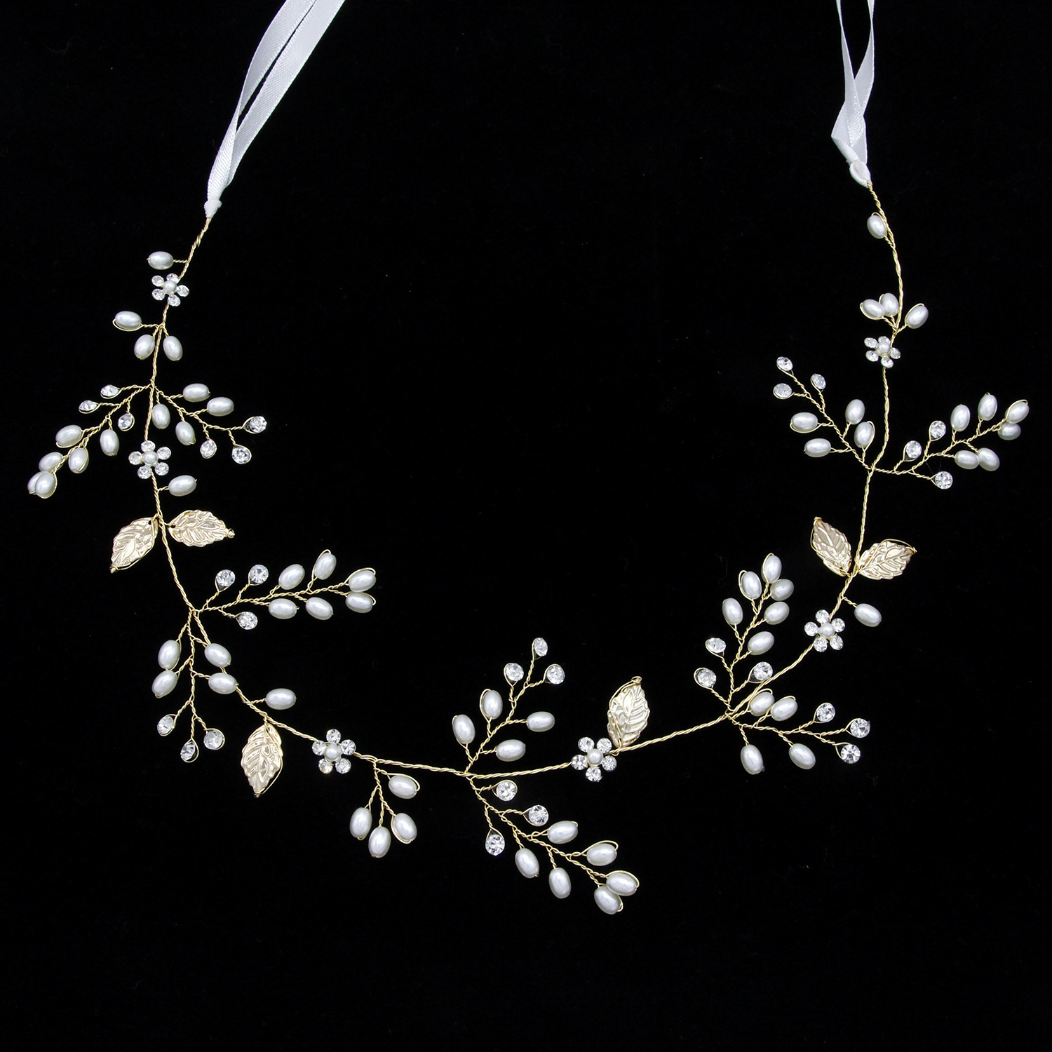 

Manual Pearl Leaf Soft Chain Hair Band Wedding Dress Full Dress Accessories Bride Headwear Hair A Group Of