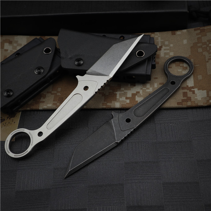 

EDC Survival Straight Knife DC53 Stone Wash Tanto Blades Full Tang Steel Handle Fixed Blade Knives With Kydex