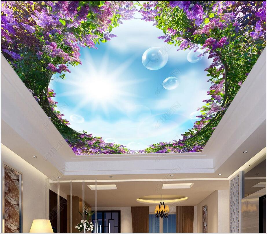 

3d ceiling murals wallpaper custom photo mural Modern minimalist elegant wisteria flower ceiling zenith mural Ceiling design, Non woven