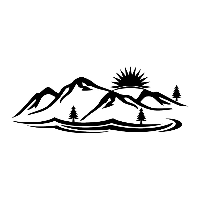 

16*6cm mountains forest trees vinyl decal sticker Funny Car Window Bumper Novelty JDM Drift Vinyl Decal Sticker, Color