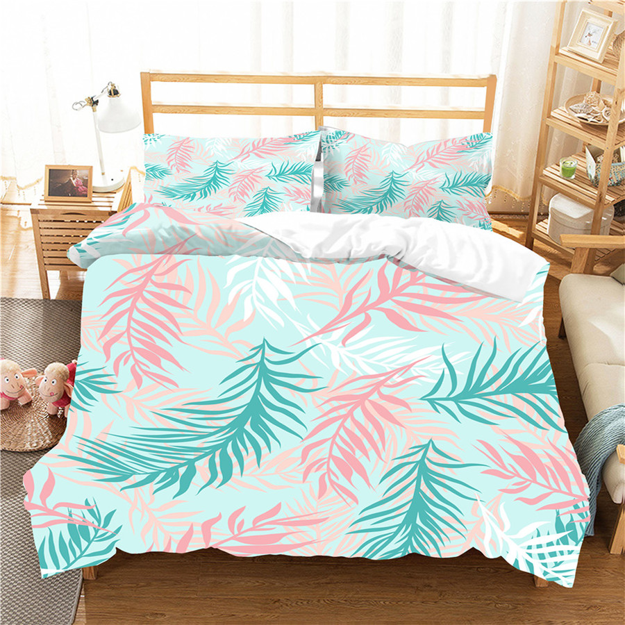 

A Bedding Set 3D Printed Duvet Cover Bed Set Tropical Green Plant Home Textiles for Adults Bedclothes with Pillowcase #RDZW43, As pic