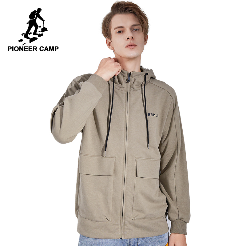 

Pioneer Camp 2020 New Spring Casual Jacket For Men Letter Printed Outwear Hooded Coat Clothes For Male AJK0102024, Black