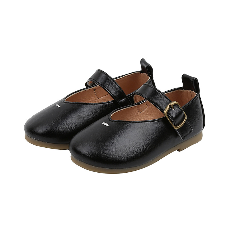 

Little Girls Leather Shoes Black Shoes For Wedding Party Kids Flats Children Leather Classic Simple Design Elegant 21-30