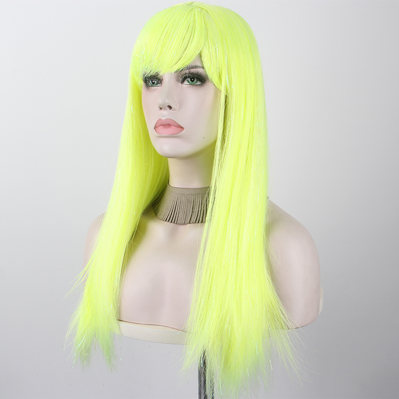 

Anxin 2020 New Women Supple Qi Bangs Straight Long Hair High Temperature Silk Synthetic Wig Anime Cosplay Party Performance Wig