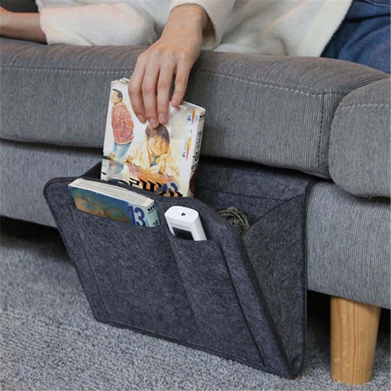 

1pc Felt Bedside Storage Organizer Bed Desk Bag Sofa TV Remote Control Hanging Caddy Couch Storage Organizer Bed Holder Pockets