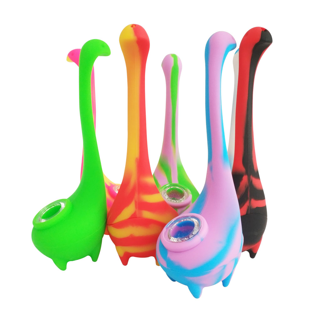 

Mini Dinosaur Silicone Water Bongs With Glass Bowl Accessory Cool Cute Unique Novelty Smoking Dry Herb Tobacco Flower 7 Inch Dab bubbler