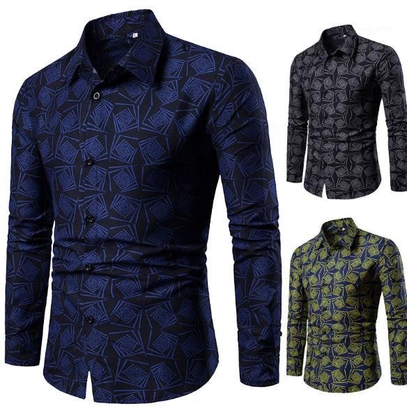 

Printed Long Sleeve Shirts Mens Casual Lapel Neck Tops Spring Mens Designer Shirts Fashionable Slim Floral