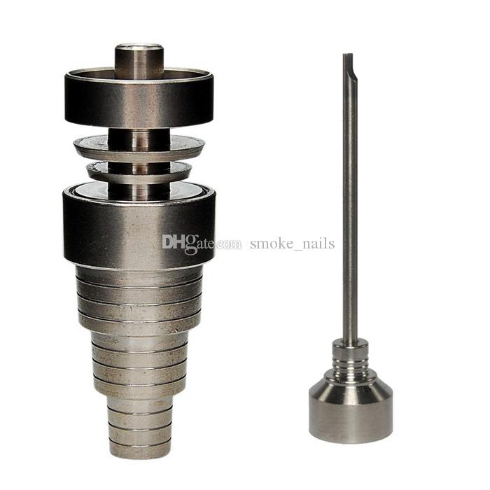 

Top quality 6 in 1 Adjustable domeless GR2 dab nail Male Female Titanium nails carb cap for oil rigs glass water pipe bong