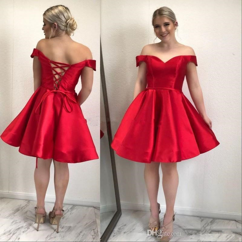 

Red Plus Size Short Homecoming Cocktail Dresses 2019 Off The Shoulder Satin Custom Made Party Dresses Elegant Prom Dresses Lace- up 57, Light sky blue