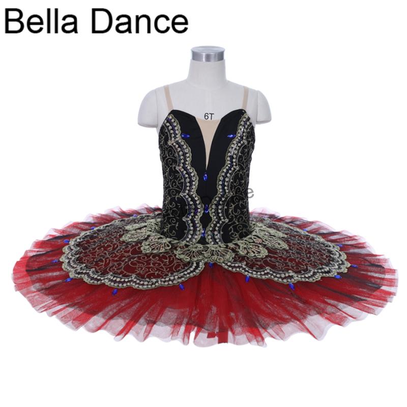 

Professional Ballet Tutus Women La esmeralda Black Red Performance Costume Pancake Tutu For Girls JY003A