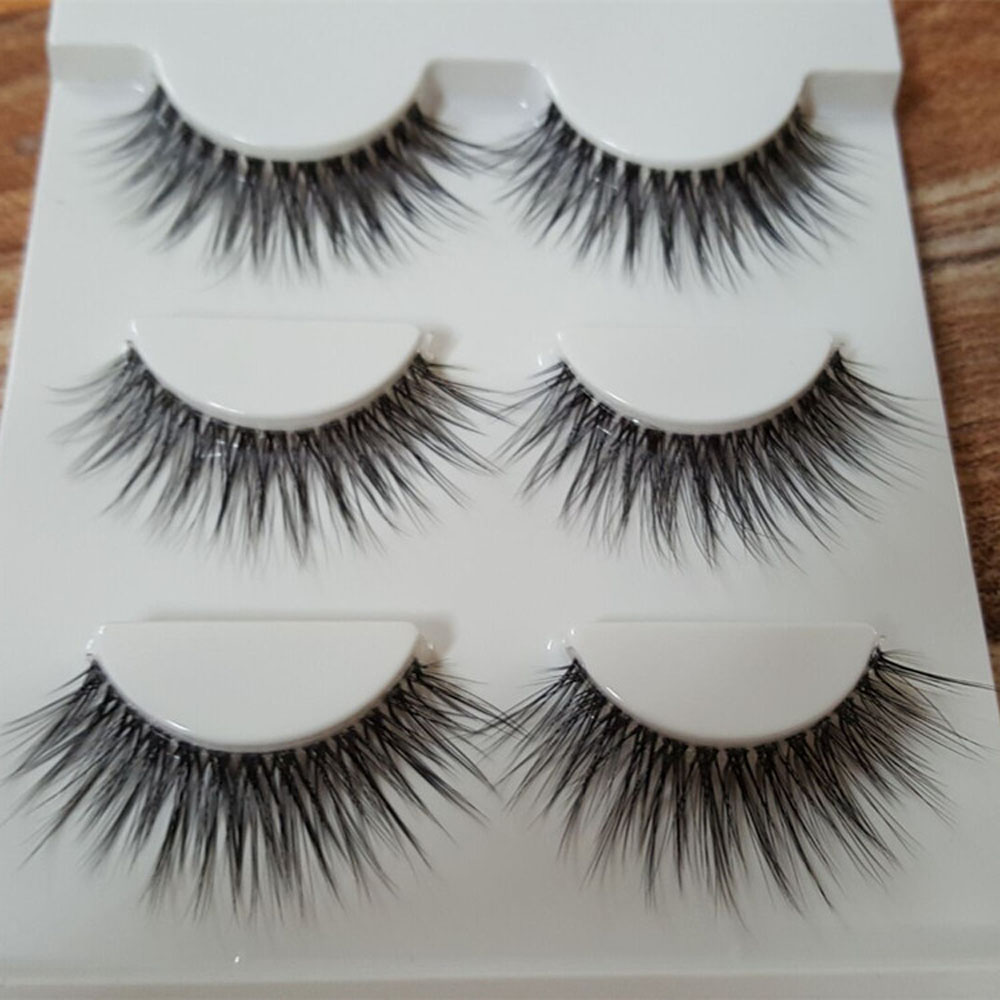 

New 3 Pairs Lashes Makeup Handmade Thick Fake Cross False Eyelashes Cosmetic Tool