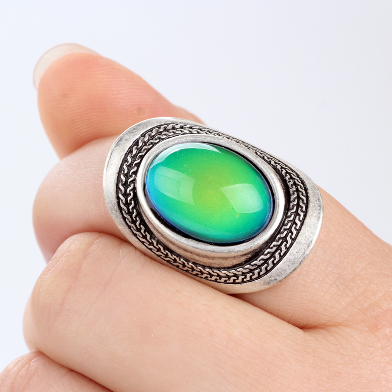 Womens Friendship 12 Colors Change Mood Stone Ring Emotion Feeling Temperature Control Silver Rings for Gift-image-435556119