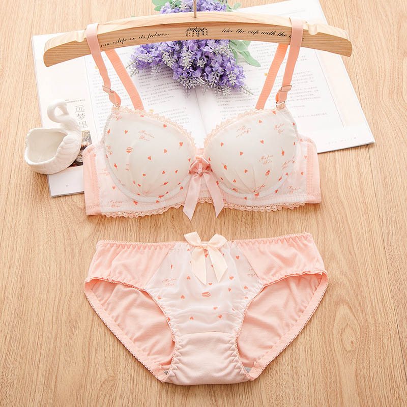 

Cotton Cloth Bust Set Sexy Cute Pastoral Small Fresh Ladies Underwear Trousers Bra Free shipping 370 #, Blue