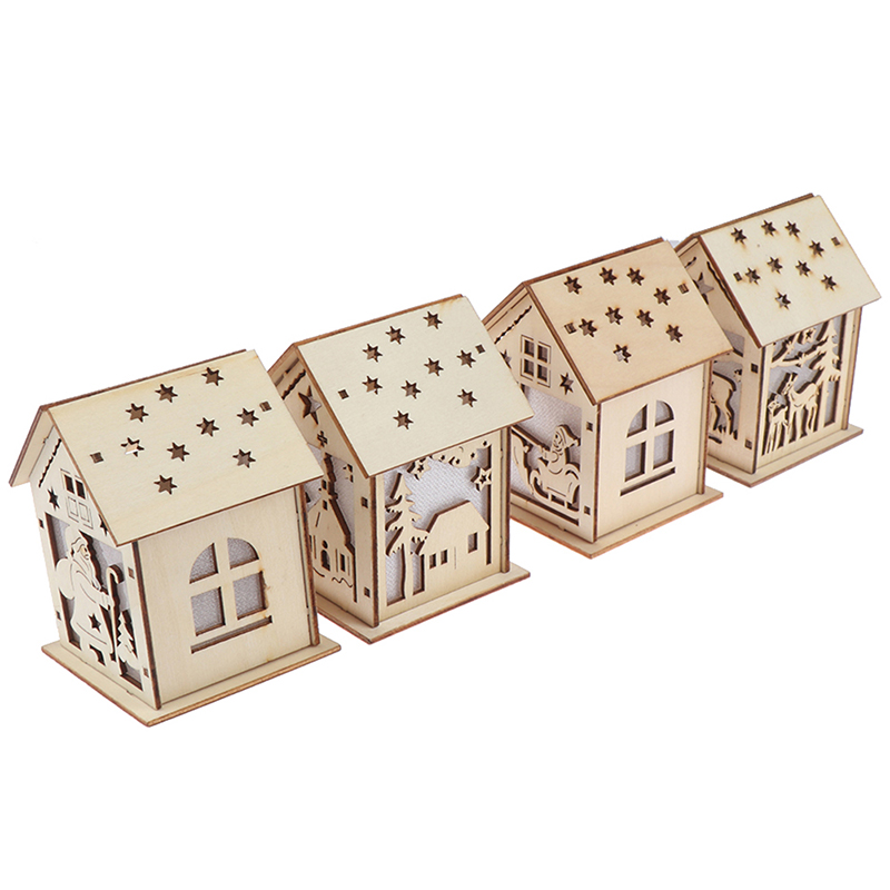 

Festival Led Light Wood House Christmas Tree Decorations For Home Hanging Ornaments Holiday Nice Xmas Gift Wedding