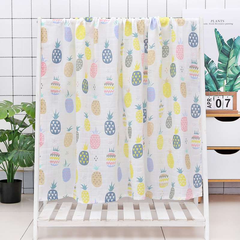 

Printing Cotton Toddler Blanket Double Layer Gauze Baby Towel For Bedding Cute Fruit Newborns Bath Towel Soft Children Quilt