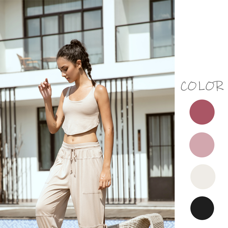 

Summer Women Tank Top Loose Sleeveless Crop Top Breathable Solid Slim Workout Running Clothes, Beige