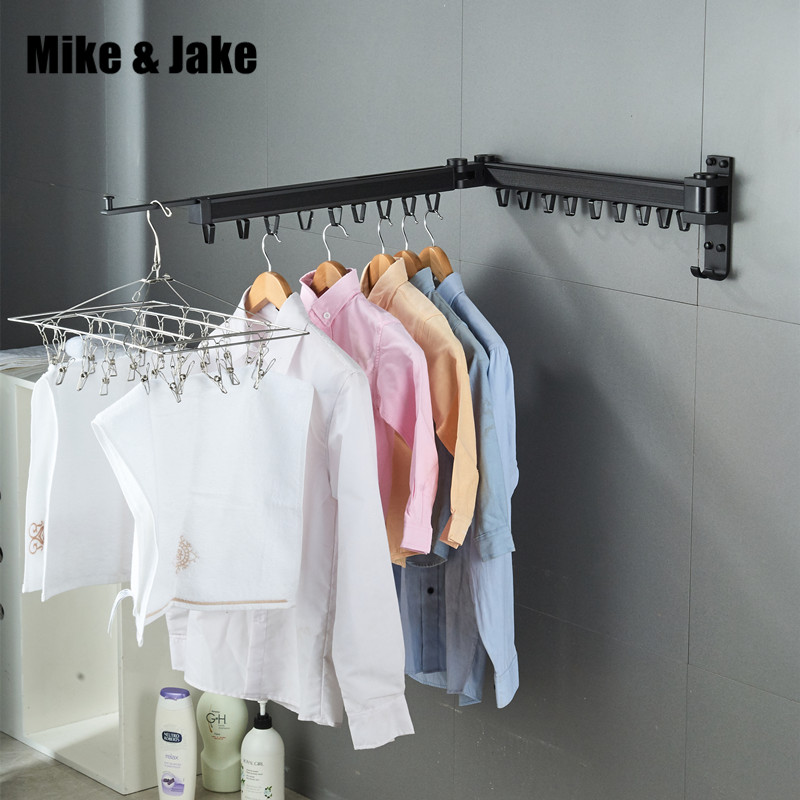 

Balcony Folding Black Solid Clothes Hanger Indoor Wall-hanging Invisible Household Clothes Hanger Push-pull Retractable