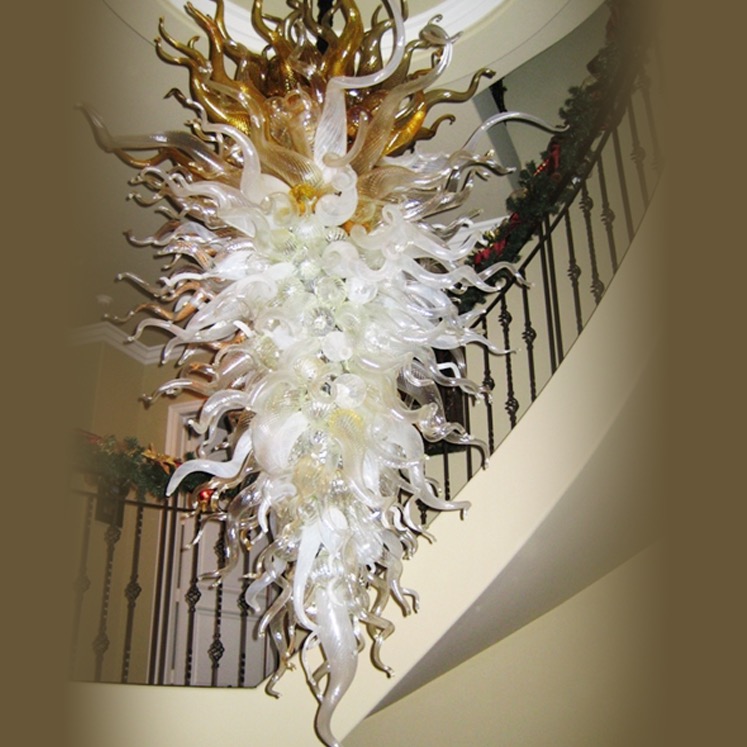 

Nordic Lamps Art Decorative Chandeliers Light Staircase Handmade Blown Glass Large Hanging LED Chandelier Lighting for Villa Decor
