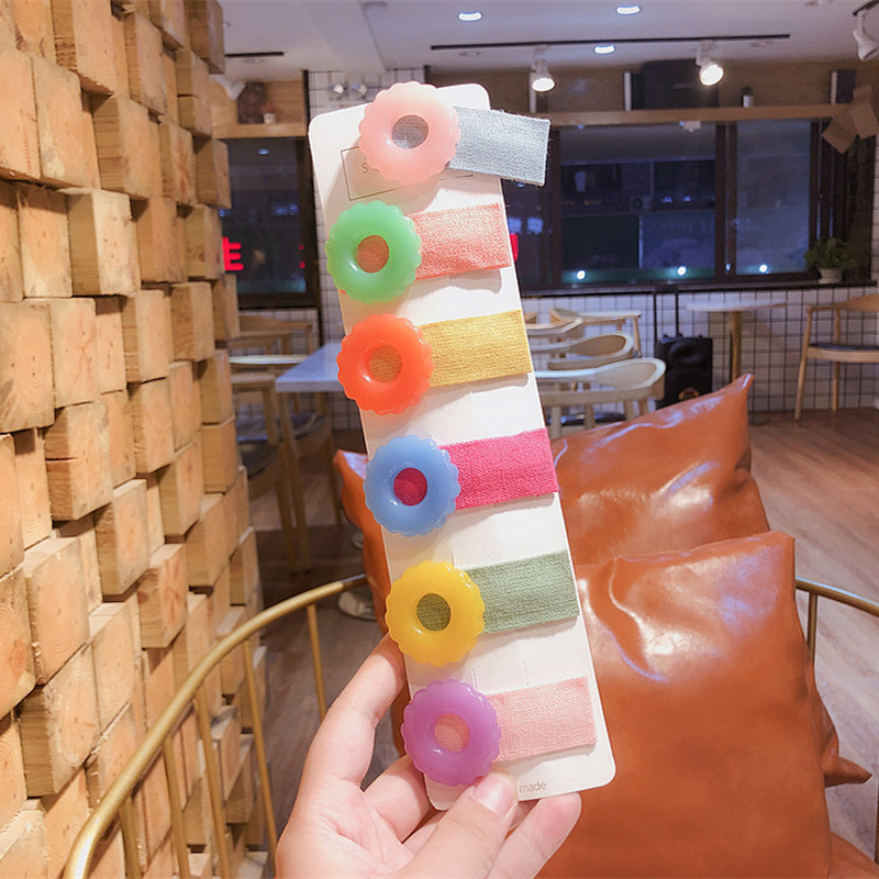 

2020 New Korea Style Cute Simple Hairpin Colorful Candy Hair Clip Acrylic Donut Barrettes for Children Fashion Hair Accessories