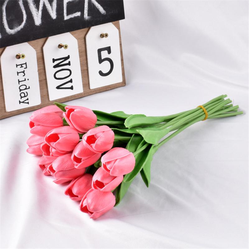 11 cabeza artificial tulipa ramo pequeño para Floristry Crafts