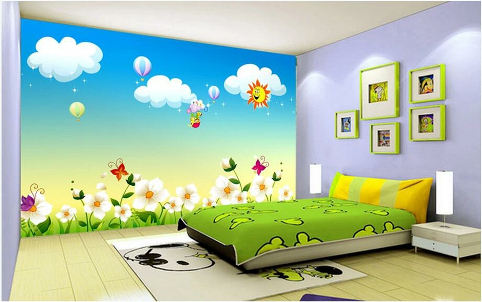 

3d wallpaper stickers custom photo 3D cartoon mural grassland beauty children's room wallpaper mural home decorate wallpaper for walls 3 d, Non-woven wallpaper