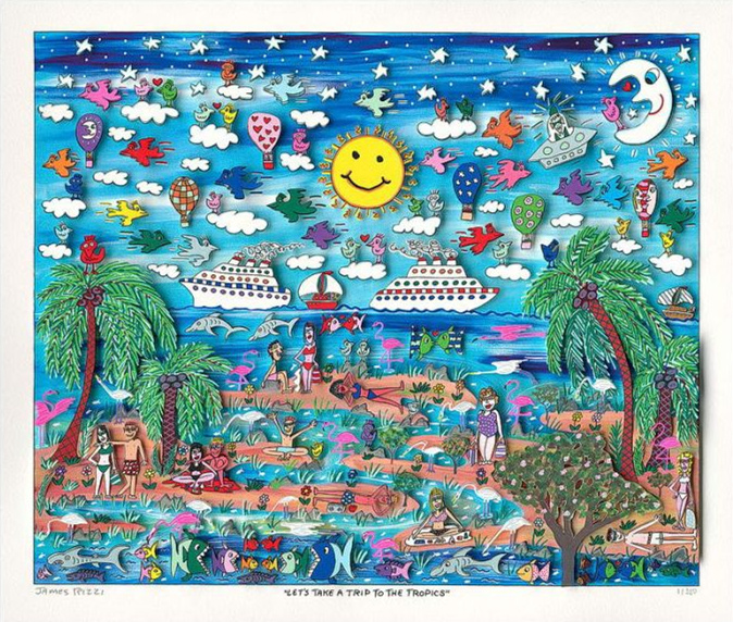 

James Rizzi - Lets take a Trip to the Tropics Home Decor Handpainted Oil Painting On Canvas Wall Art Canvas Pictures 191221