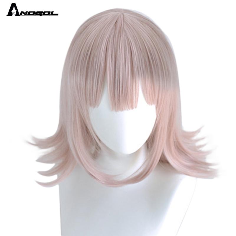 

ANOGOL Nanami ChiaKi Wig Purple Short Bob Synthetic Cosplay Wig with Bangs Fringe for Women Halloween Costume Party, As pic