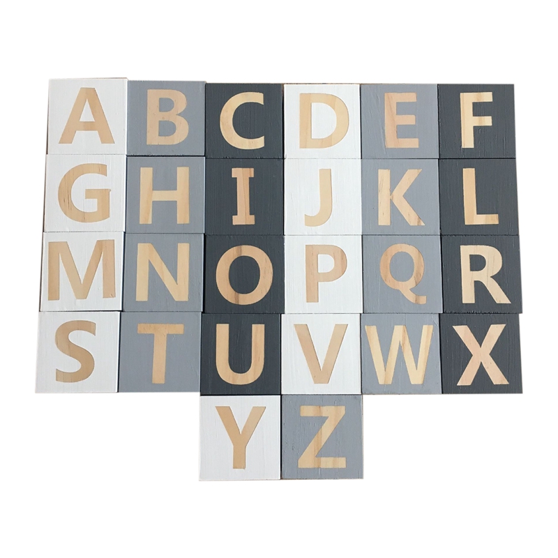 

Wood Alphabet Number Blocks Set Kids Natural Wood Letter Building Blocks Craft Early Learning Educational Toys Baby Room Decor