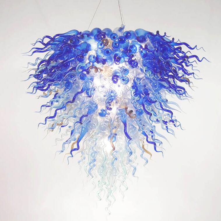 

Blue Shade Hand Made Blown Glass Chandelier Lighting Custom Made Cheap Price Modern LED Chandelier for New House Art Decoration