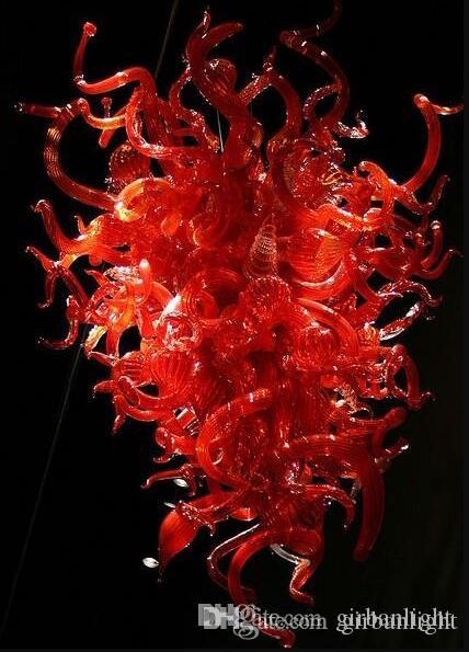 

Red Murano Glass LED Chandelier Light Hotel Home Decor Mouth Blown Glass Decorative Modern Art Designed Glass Small Chandelier