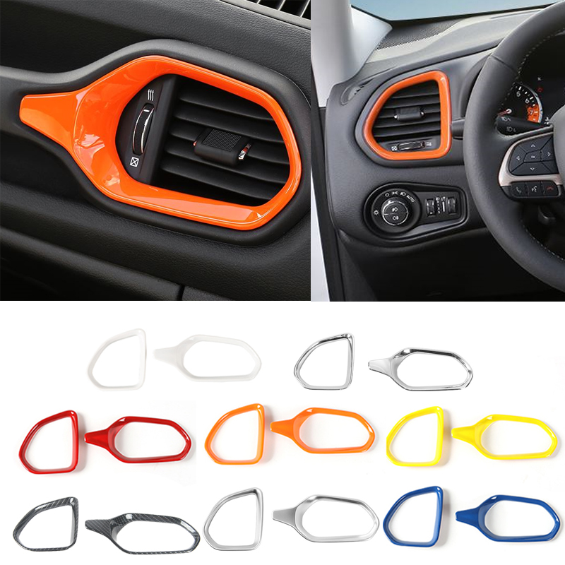 

ABS Car Dashboard Ring Left & Right Air Conditional Vent Decoration For Jeep Renegade Interior Accessories