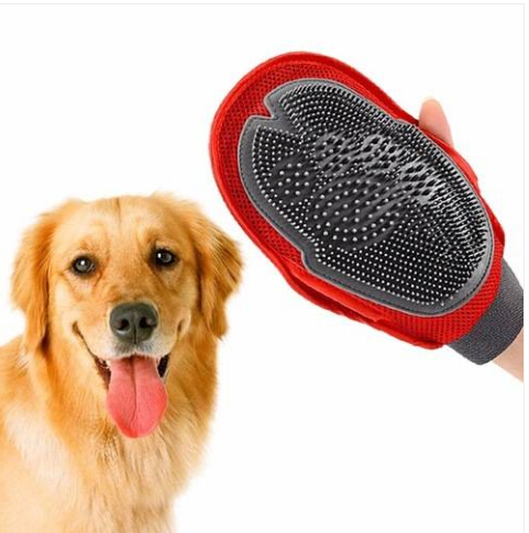 

HOT Sales!!!!2019 Wholesales Free shipping Cat Pet Dog fur Grooming Groom Glove Mitt Brush Comb Massage Bath Big Dog Wash, Red