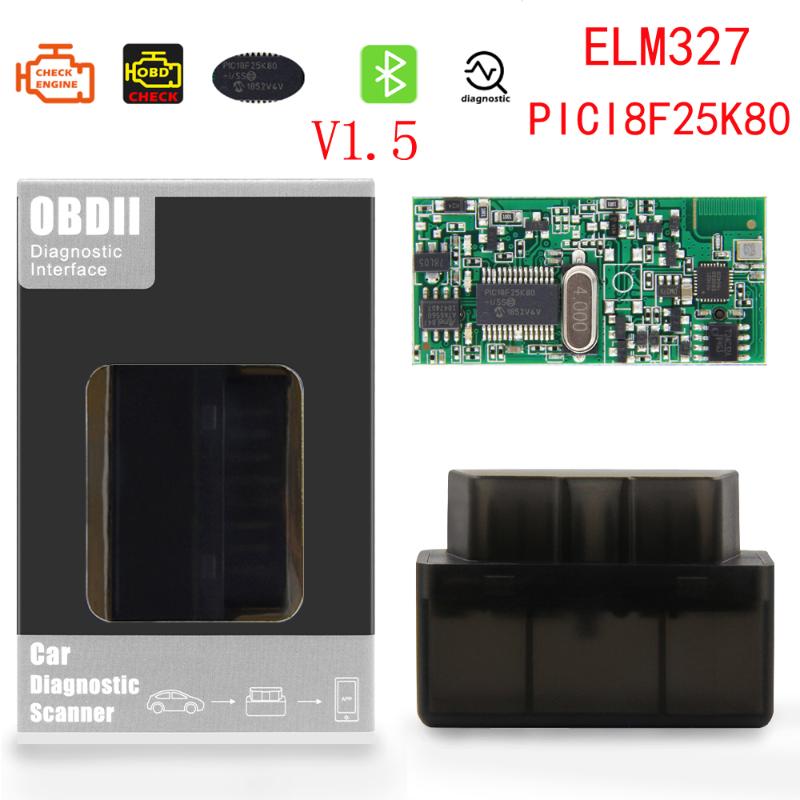 

ELM327 V1.5 PIC18F25K80 OBD2 Bluetooth elm327 V1.5 Mini Scanner OBDII Auto Diagnostic Tool Car Code Reader Elm 327