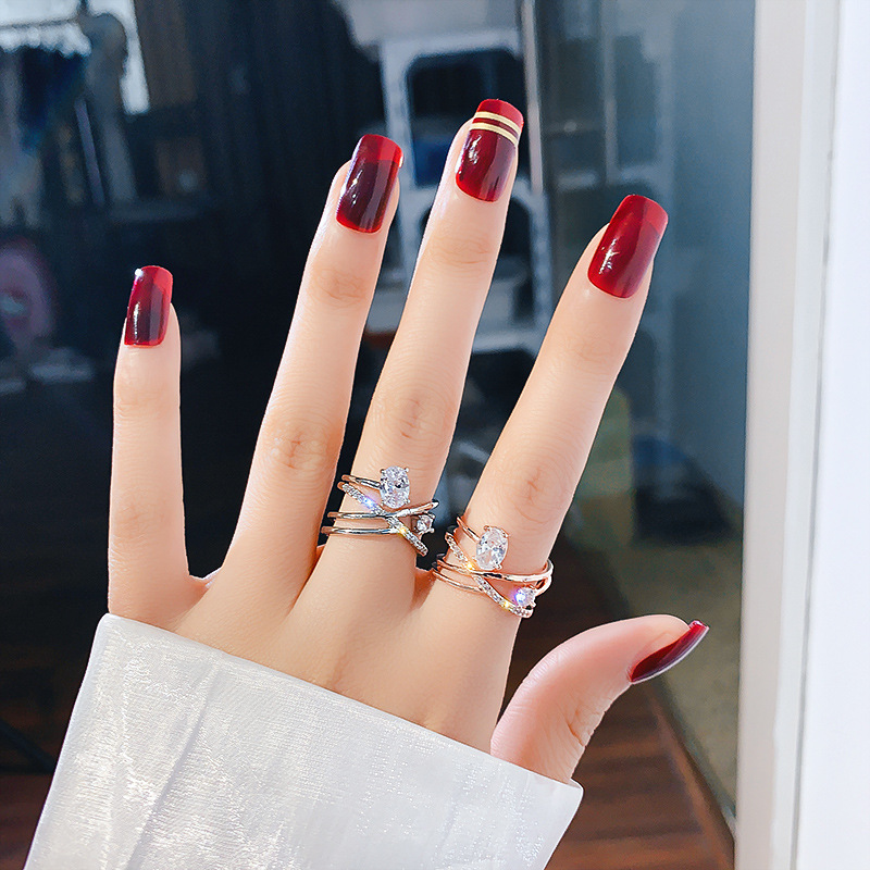 

Ajojewel Shinning Oval Zircon Stone Ring For Women Adjustable Annel Bijoux New Fashion Wedding Annual Jewelry