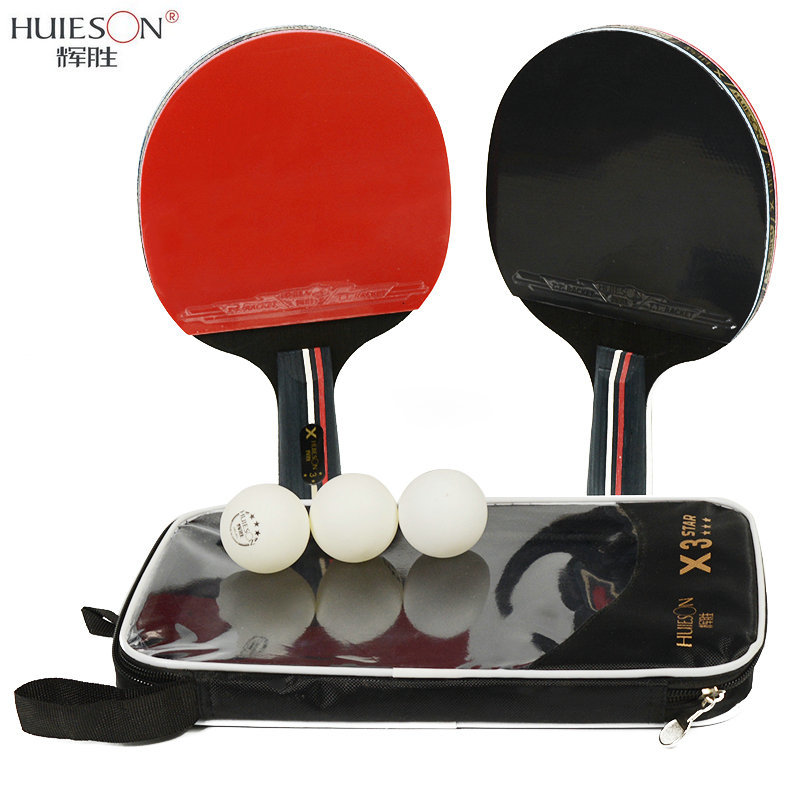 Huieson 2pcs/lot Table Tennis Bat Racket Double Face Pimples In Long Short Handle Ping Pong Paddle Racket Set With Bag 3 Balls C18112001-image-434486155