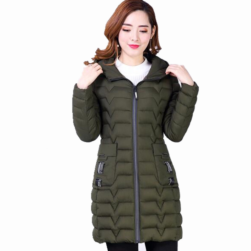 

OLN 2019 Women Coat Winter Plus Size Ladies Parka XL-6XL Cotton Jackets Medium Long Sleeve Coat Slim Hooded Female Outwear HQB62, Brown