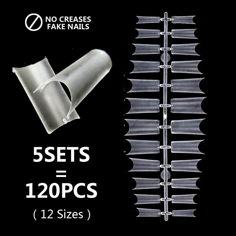 

Fake Nails French Man-Made Armor Transparent / Natural / White Coffin Fake Nails Fully Attached 504pcs/box, French clear 120