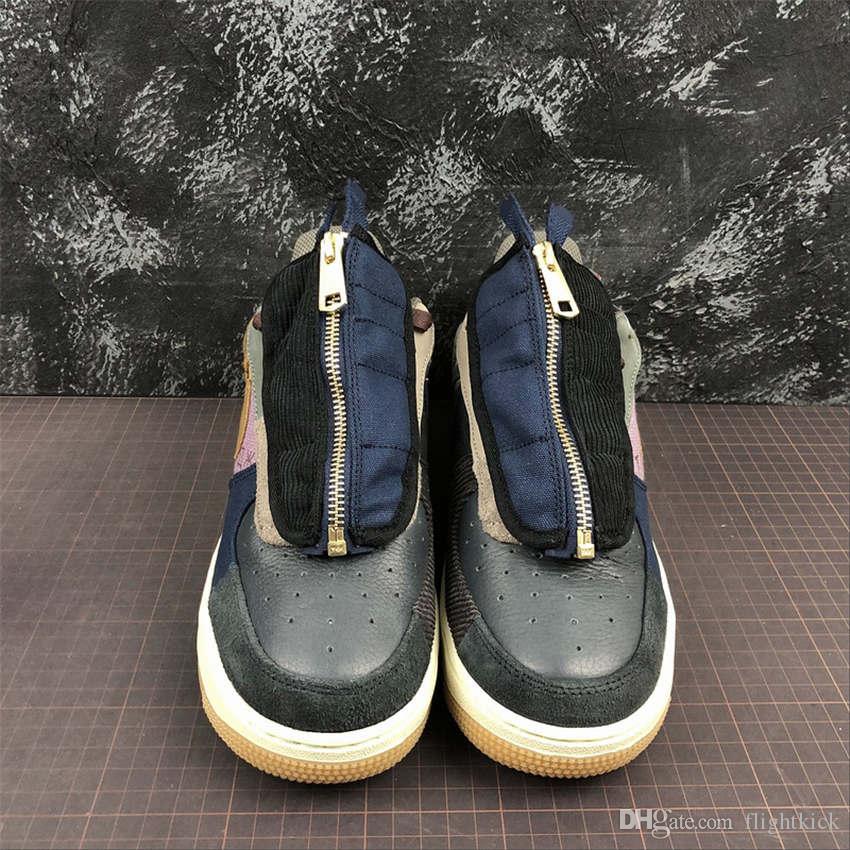 

With Box Cactus Jack Forces Velvet Stitching Zipper TS YY Travis x Forces Designer One Casual Shoes, Color-1