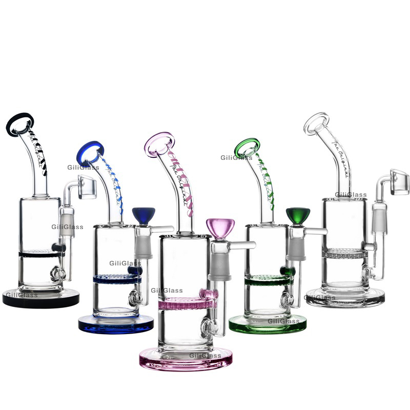 

Bong dab rig honeycomb perc glass bongs thick mini oil rigs water pipes pink small pipe heady smoking hookahs drop shipping