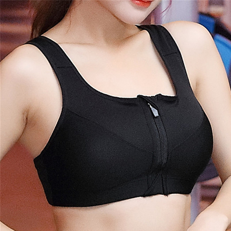 

Slim Fit Push Up Womens Soprts Bras Fashion Zipper Black Gray White Fitness Gym Running 2020 Sports Bras