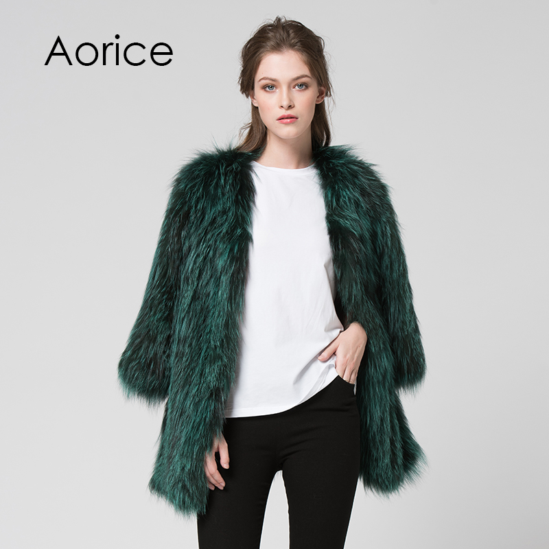 

CT7031 women knitted fur jackets Real Genuine Raccoon Fur Coats, Black