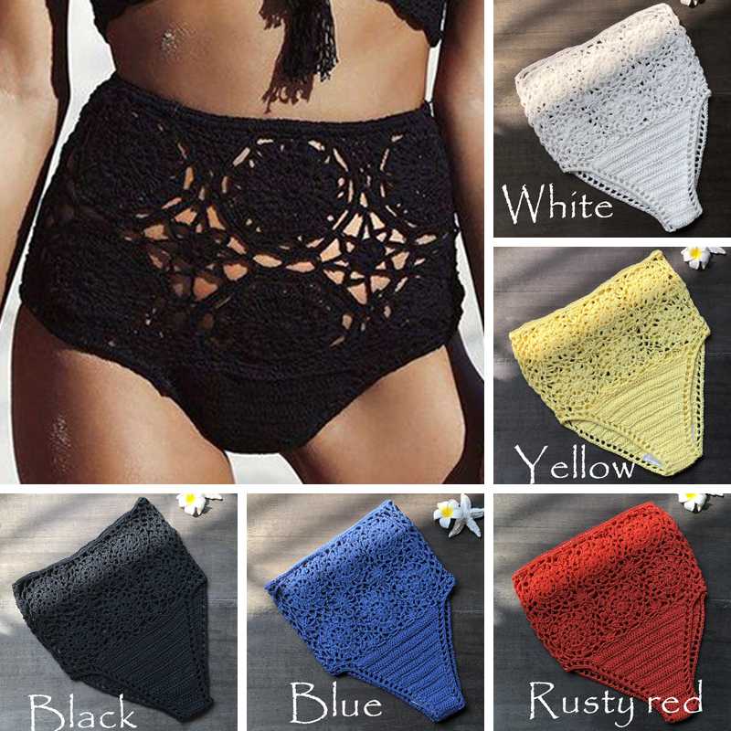 

High Waist Bikini Panties Bottoms Separate Womens Swimsuit Shorts 2019 Crochet Bathing Suit Underwear Cotton Women Swim Pants