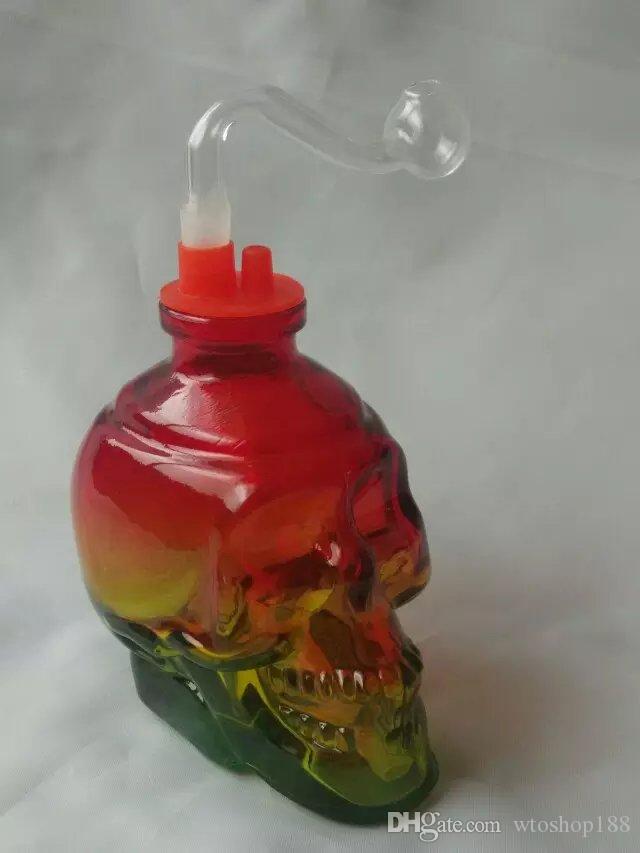 

Colorful skull bone hookah Wholesale Glass bongs Oil Burner Glass Water Pipes Oil Rigs Smoking Free