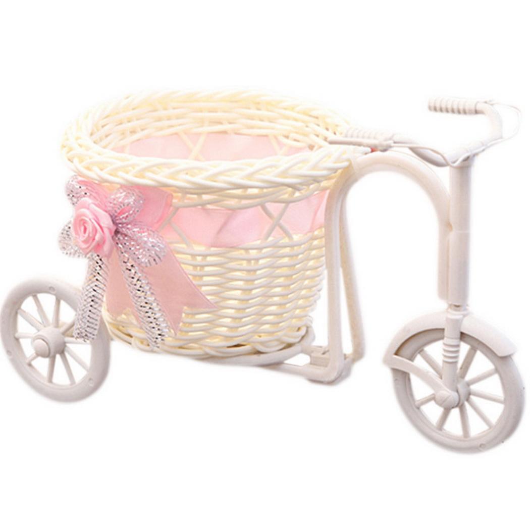 

Handmade Rattan Weave Bicycle Flower Basket Decoration Flower Mini Floral Holder, Blue