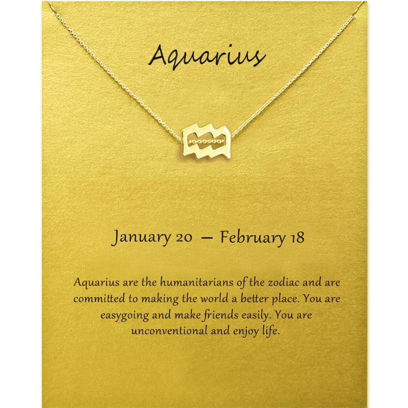 

Fashion Jewelry 12 Constellation Aquarius Pendant Necklaces For Women Zodiac Chains Necklace Gold Silver Color Birthday Gift